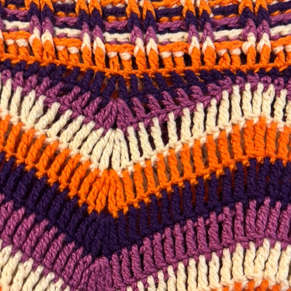 Orange and White Ribbed Skater Mini Skirt - Picture 2 of 3